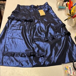 Burberry Shiny Navy A-Line Skirt